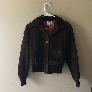 Brown suede bomber jacket